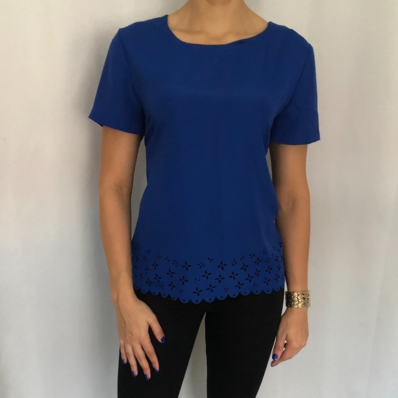 J. Crew Tops - NWOT J Crew Sz L Royal Blue Scalloped Hem Blouse